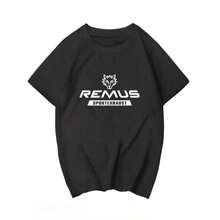 2025 Modified Car Exhaust Austrian REMUS T-Shirt High-Quality Y2K Men's And Women's Short-SLEEs Ved Round-Neck Tops - 黑色 - 查看 1
