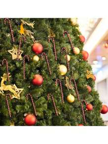 Decoraciones de bastón de caramelo navideño, 6/10/15 piezas de bastón de caramelo de plástico retorcido para colgar en el árbol de Navidad, decoraciones navideñas para el hogar, fiesta y regalo de Año Nuevo