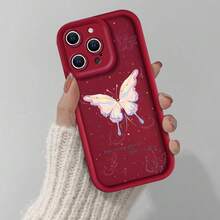 Designed For IPhone 16/15/14/13/12/11 Pro, This Case Overflows With Ethereal, Whimsical Charm-Glittering Butterflies In Soft, Iridescent Hues, Forming A Delicate, Nature - Filled Pattern, Creating A Cozy, Enchanting Vibe. Crafted From Durable TPU, It's Scratch - Resistant, Slip - Proof, Gifting Your Phone A Shield Of Tender, Butterfly - Themed Magic. Supports Wireless Charging, So It Balances Everyday Practicality With A Touch Of Delightfully Dreamy, Butterfly - Adorned Romance-Each Grip Feels Like A Flutter Of Wings, Merging Function And Adorably Sweet, Nature - Inspired Flair! - 酒紅色 - 查看 1