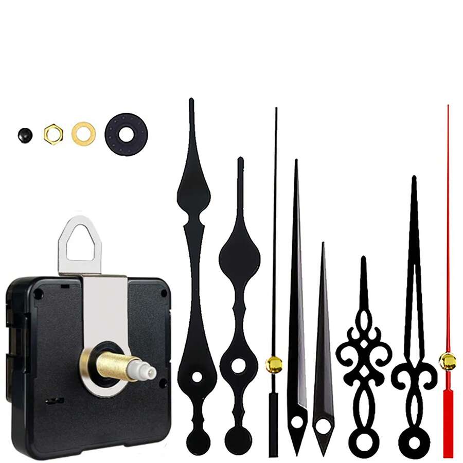 1 Stück DIY Uhr Zubehör, Quarz Uhrwerk Set mit 3 Sätzen Zeiger, für Uhrenreparatur, Ersatz, Dekoration, geeignet für Wandmontage, Geschenke, Schaftlänge 28mm Heimdekoration Raumdekoration