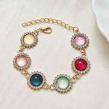New Colorful Cat Eye Round Pendant Bracelet, Fashionable & Elegant Jewelry Gift
