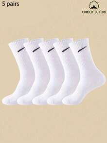 1 Đôi/3 Đôi/5 Đôi/10 Đôi Tất dài đến bắp chân màu trơn cho nữ, chất liệu cotton thoáng khí, mềm mại và thoải mái, thích hợp để mặc hàng ngày, ở nhà, văn phòng, trường học, thể thao, đen trắng, mùa thu - trắng - Xem 25