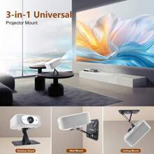 3-In-1 Projector Stand Table, Desk, Wall And Ceiling Mount With 1/4-Inch Screw, Foldable, Easy Setup, Compact Portable, Height Adjustable And Compatible With Most Projectors For Home,Outdoor,Office