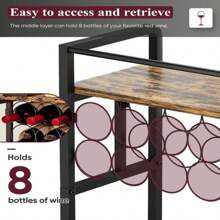 Ansionsol 3-Tier Wine Rack Freestanding Floor With Wood Top, Liquor Stand With Wine Bottle Holder, Corner Mini Bar Table For Small Space, Metal Whiskey Shlef For Kitchen, Cellar, Living Room, Black