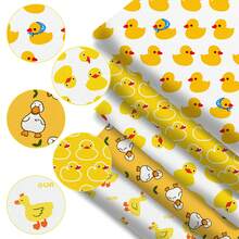 Bộ vải chủ đề Vịt Vàng - 5 miếng, nhiều màu, hình vuông chần bông Polyester cắt sẵn dùng cho đồ thủ công DIY, gói quà, may vá, chần bông, may vá thủ công, khâu tay, khâu vải búp bê DIY, thích hợp cho những người yêu thích đồ thủ công - Nhiều màu - Xem 2