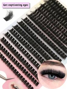 560pcs 80D Mix Cluster Eyelash, 0.07mm Thickness, D Curl, 8mm-16mm Mix Length, Natural Style Russian Flat Dense Fluffy Handmade Mink Eyelash Cluster For Halloween Theatrical Makeup, Festival Makeup, Christmas Makeup, Beginner Essential - DD - 查看 6
