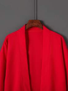 Retro Loose Solid Color Versatile Kimono Cover Up, Chinese Style Hanfu Inspired Anime Cosplay Outerwear, Beach Cover-Up, Sun Protection