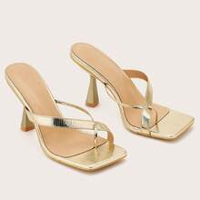 Ladies' High-Heeled Sandals With Clipped Feet - 金色 - 查看 1