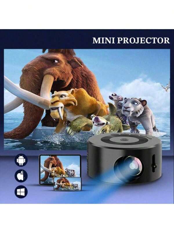 Proyector mini portátil para teléfonos inteligentes - Proyector HD animado de uso doméstico con conexión por cable (HD/MI/USB) - Configuración fácil de usar