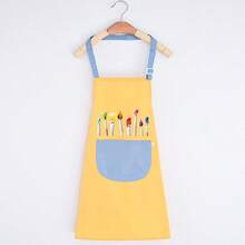 1 件适合 6-8 岁儿童的美术课绘画罩衣，适合幼儿园儿童绘画围裙，适合身高 1.1-1.3 米左右的儿童