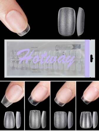 300pcs Short Trapezoid/Short Rectangle/Short Oval/Full Set False Nails, 15# Matte Acrylic Nail Tips, Suitable For Nail Salon, Press-On Gel Nail Kit, Nail Supplies