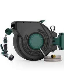 Automatic Garden Hose Reel 100 Ft X 1/2 In (Approx. 30.5 Cm X 1.3 Cm ,Wall Mounted Water Hose Reel For Outdoor Use