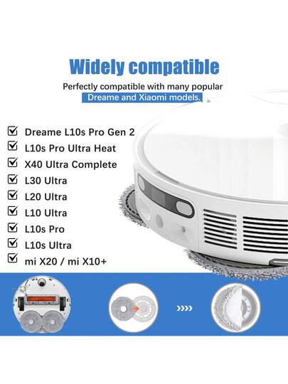 Microfibre Mop Pads Dreame L10s Ultra/ L10 L20 Pro Ultra Heat/ X40 Complete Xiao Mi X10+ X20+Robot Stofzuiger Cleaner, Reusable Washable Replacement view 2