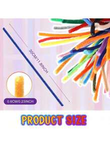 100根高密度柔性扎带，53色针织花茎，可弯曲针织花茎，灰色工艺毛根，纯色针织花茎，工艺毛根配件，针织毛根用于手工制作，蓬松毛根，工艺品和装饰品，多功能DIY花束扎带材料 - 彩色 - 查看 3