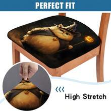 1/4/6/40 Stücke Halloween-Thema Kleine Katze im Hexenkostüm bedruckte abnehmbare Vollbezug Stretch Milchfaser Stoffstuhlbezüge, Restaurantstuhlbezüge - Quadratische Sitzkissen Bezüge für Restaurant, Küche, Esszimmer, Hotel Sitzbezüge, abnehmbare weiche Kissen Stuhlbezüge