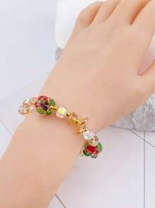 1 pezzo Braccialetto in cristallo di vetro di stile bohémien a forma di cachi, regalo di compleanno/festività per le donne