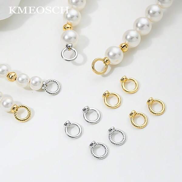 KMEOSCH Fechos de joias com rosca oculta e fecho de tampa - Conector de joias para pulseiras e colares faça você mesmo, fecho de contas, argolas fechadas para fabricação de joias, fecho de antimanchas banhado a ouro 18K