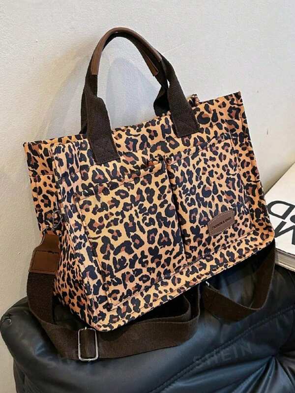 Spring/Summer New Floral & Polka Dot Print Fashion Ladies Tote Bag, Laptop Briefcase, Commuter Bag, Shoulder Bag, Casual Shopping Bag, Large Capacity, Multi-Pocket, Sweet Daily Tote