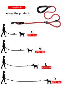 2-Handle Anti-Burst Dog Leash, Premium Quality Dog Leash With Soft Grip Handle - Durable, Suitable For Training, Walking And Outdoor Recreation - Great For Camping And Backyard Play With Pets Of All Sizes, Nylon Reflective Long Dog Training Leash, Dual Pet Leash For Small/Medium/Large Dogs