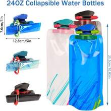 Collapsible Water Bottles For Travel U2013 4 Pack 24oz Foldable Water Bottle With Leakproof Lid, FoodGrade Silicone Portable Reusable BPAFree Water Bottle For Hiking, Sports, Camping, Biking - initial - View 2