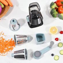 3-In-1 Rotary Food Processor - Manual Cheese Grater & Vegetable Slicer Set With Interchangeable Blades, Professional Grade For Kitchen/Restaurant, Effortless Shredding For Hard Cheese, Nuts, Chocolate Blocks - GreyBlue - View 8