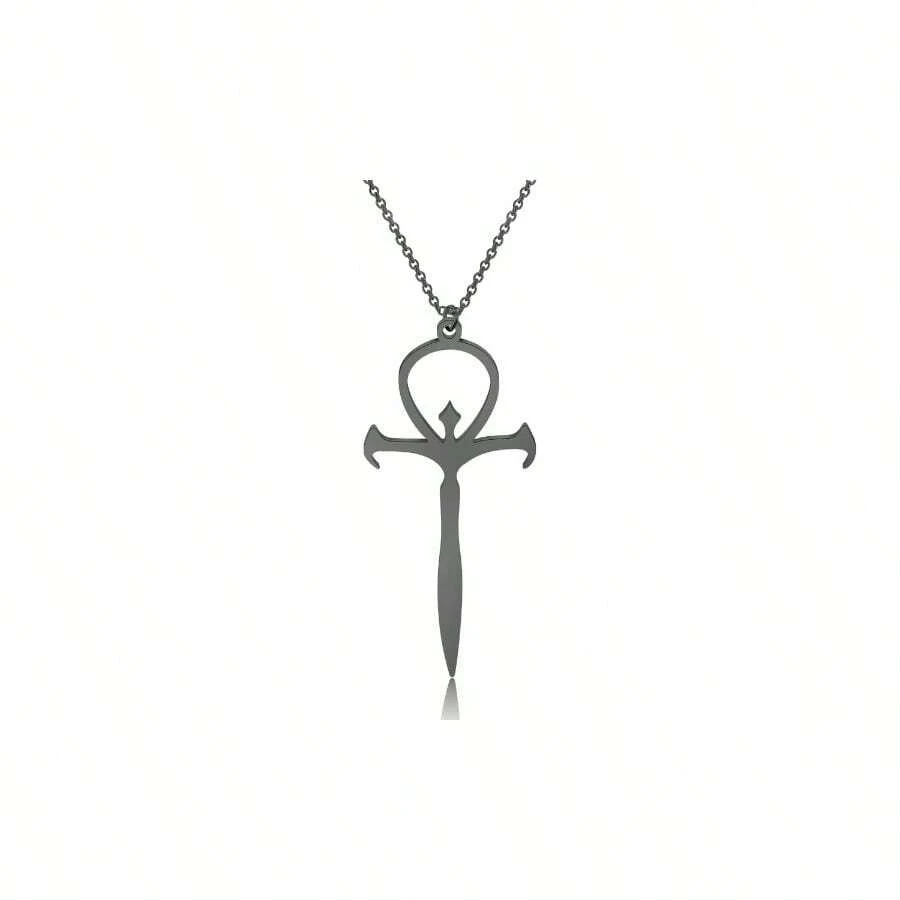LBSBO Vampire Ankh Pendant Necklace Stainless Steel Vampire Cross Symbol Jewelry - trắng - Xem 1