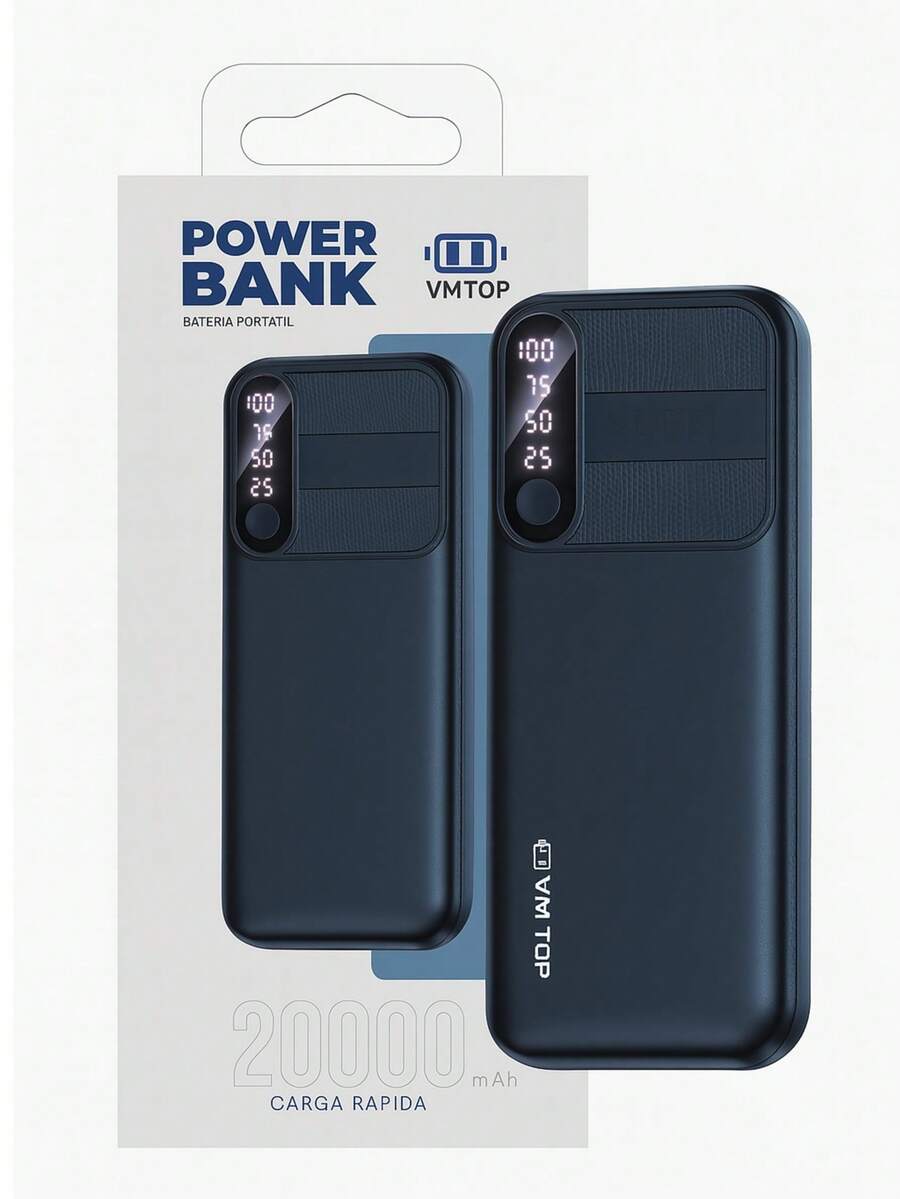 20,000 MAh Portable Battery With 3 USB Ports And Flashlight - Black - View 1