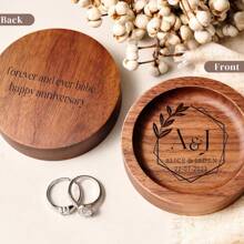 1 Piece Personalized Custom Small Round Ring Tray, Personalized Jewelry Box, Wedding Engagement Gift For Her/Him, Engraved Wooden Ring Tray, Custom Wedding Ring Holder, Personalized Choice, Unique Gift For Engagement And Wedding, Couple Gift