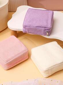 حقيبة تخزين سعة كبيرة للفوط الصحية، صندوق تخزين محمول متعدد الوظائف، محفظة نقود وحقيبة مستحضرات تجميل صغيرة، حامل وسادات الرضاعة، حقيبة تامبون، حقيبة منتجات نسائية، لوازم العودة إلى المدرسة، طراز كاجوال، مصنوعة من البوليستر، حل تخزين مثالي وهدية جيدة، حقيبة ضروريات السفر للمدرسة للعطلات والعودة إلى المدرسة وحقيبة مكياج وحقيبة سفر للنساء