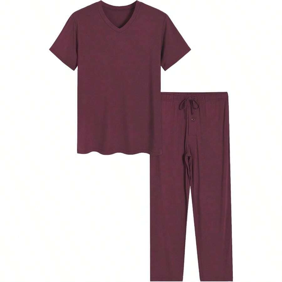 Latuza Men's Soft Pajama Set Viscose Short Sleeves Top With Pants