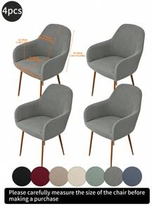 1pc Solid Striped Curved, High Elastic Dust-Proof Full Cover Chair Slipcover, Suitable For Hotel, Living Room, Study, Dining Room, Daily Use, Available In Black, Gray, Beige - Multicolor - View 31