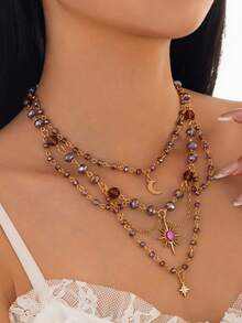 一款可爱的月亮流苏吊坠项链，灵感源自童话故事中的核心女性角色，多层串珠项链，是万圣节和圣诞节送给女性的理想礼物。 - 項鍊 - 查看 2