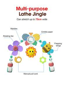 1个婴儿床挂饰，安抚婴儿床悬挂玩具，可调节长度悬挂装置/适用于汽车座椅、婴儿车、益智玩具 - 彩色 - 查看 10