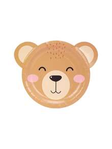 10pcs/20pcs/50pcs Brown Teddy Bear Paper Plates Fun Bear Shaped Birthday Cake Plates Dinner Food Snack Paper Plates Trays And Festive Dinnerware For Picnics Themed Celebrations With Friends And Family Babe Shower Birthday Decorations - Multicolor - View 8