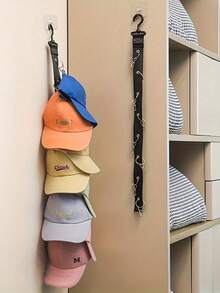 8-Clip Stainless Steel Baseball Cap Rack, Can Hold 16 Hats. This Cap Organizer Is Suitable For Home And Wardrobe, Versatile For Various Occasions. Can Be Used For Summer Clothing Storage And Home Decor. - Multicolor - View 6
