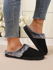 Couples Warm Slippers, Women's Thick Bottom Indoor Plush Slippers, Casual Solid Color Warm Slippers