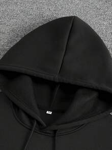 360g Hooded Sweatshirt, I Believe Angel Print Women's Hooded Sweatshirt Loose Fit, Classic Round Neck, With  Pocket And Drawstring, For Casual Outings - màu đen - Xem 5