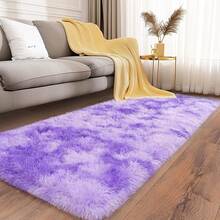 Soft Fluffy Shag Throw Area Rug, 2x4 Black, Non-Slip Bedroom, Hallways, Bedside, Dorm, Living Room - Long Shaggy Rug - 紮染紫色 - 查看 3