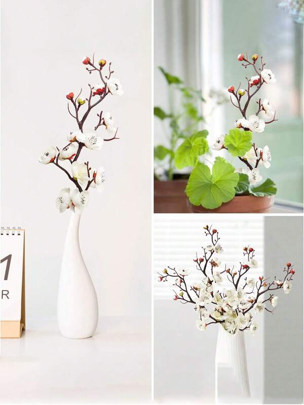 1pc/4pcs/8pcs Artificial Plastic Plum Blossom Silk Wedding Vase For Home Decor Decorations Holiday Party Valentine's Day New Year Giftsuitable For Home Decor, Bedroom Decor, Office And Students, Storage,Wedding Decor,House Decor,Jewelry Organiser,Party Decorations,The Best Gift