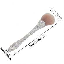 1支奢华化妆刷，镶嵌水钻，多功能化妆刷，便携式化妆刷，高端梳妆台面部刷，日常及旅行化妆配件