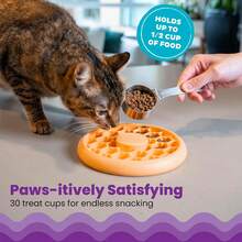 Cat Slow Feeder Bowl For Indoor Cats, Stimulating Treat Puzzle Toy, Dry Or Wet Food, 1/2 Cup Capacity, One Size, Orange,11260871 - 橘色 - 查看 5