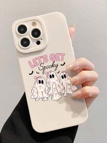1pc Minimalist Fashionable Halloween Ghost Slogan Graphic White Eye Full Coverage Anti-Drop Phone Case, Compatible With IPhone 16 ProMax/16/16 Pro/16 Plus/11/15/15 Pro/15 ProMax/12/13/14 ProMax/XS/XR/11 Pro/11 ProMax/12 Pro/12 ProMax/13 Pro/13 ProMax/7 Plus/14 Pro/14 ProMax/14 Plus/7 Plus/8 Plus/8/SE2/12 Mini/13 Mini, Soft Shell, Anti-Yellowing Waterproof Shockproof Scratch Resistant - Multicolor - View 2