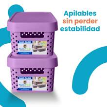 Kit Of 2 Modern Plastic Organizer Boxes With Lids - Lilac Purple - View 2