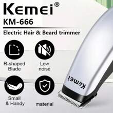 Kemei KM-666 迷你理发器修剪器美容器无线自理发套装造型剪刀，不锈钢，电动理发器，迷你理发器胡须刀剃须刀，男士理发器，无线电动毛发修剪器和胡须剃须刀，C 型-USB