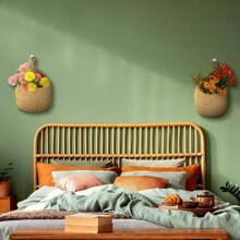 4 Pcs Hanging Basket Jute Hanging Baskets For Kitchen Boho Onion Wall Basket Handwoven Fruit Potato Garlic Storage Home Vegetable Holder Classic Style Khaki - 卡其色 - 查看 4