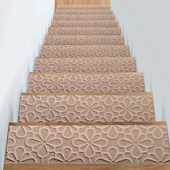 15 piezas/7 piezas Alfombras de escalera con relieve, alfombrillas antideslizantes autoadhesivas para escaleras del hogar