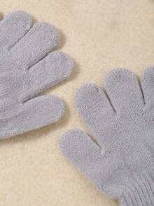 5双装幼儿五指冬季保暖手套，儿童加厚防寒针织手套