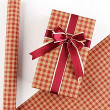 6pcs Mixed Colors Christmas And New Year Holidays Wrapping Paper Retro Kraft Paper Red Plaid Birthday Gift Party Gift Wrapping Paper