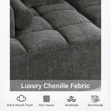 YOGLAD 101.2" Modular Sectional Sofa With 3 Pillows, Modern Full-Compressed Modular Couch With 2 Bolsters, Free-Combined Boneless Sofa With Deep Seating, 2-Piece Deep Seating Couch With High-Density Foam For Living Room - Xám - Xem 4