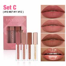 HANDAIYAN 4pcs Matte Lipstick Set, Small Square Tube Design, Moisturizing Formula, Non-Stick, Waterproof, Gift Box Packaging, Suitable For Halloween, Christmas, Autumn And Winter. Perfect For Campus, Daily Makeup, School Dances, Festivals, Decoration And Cosplay. Variety Of Charming Colors To Create Attractive Makeup.